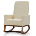 thumbnail image 1 of Topbuy Mid Century Rocking Chair Comfortable Rocker Modern High Back Armchair Beige, 1 of 9