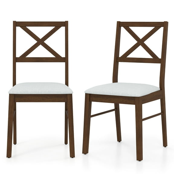 Topbuy Modern Dining Chair Set of 2 Armless Kitchen Chair with Rubber Wood Frame Upholstered Seat Brown