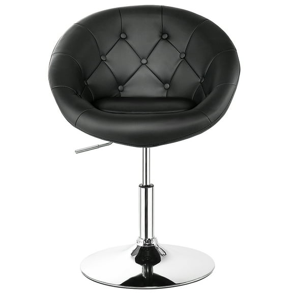 Topbuy Modern Swivel Bar Stools Height Adjustable Round Tufted Back Accent Chair Black