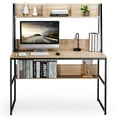 thumbnail image 1 of Topbuy Mufti-Functional Computer Desk PC Workstation with Open Bookcase Natural, 1 of 5