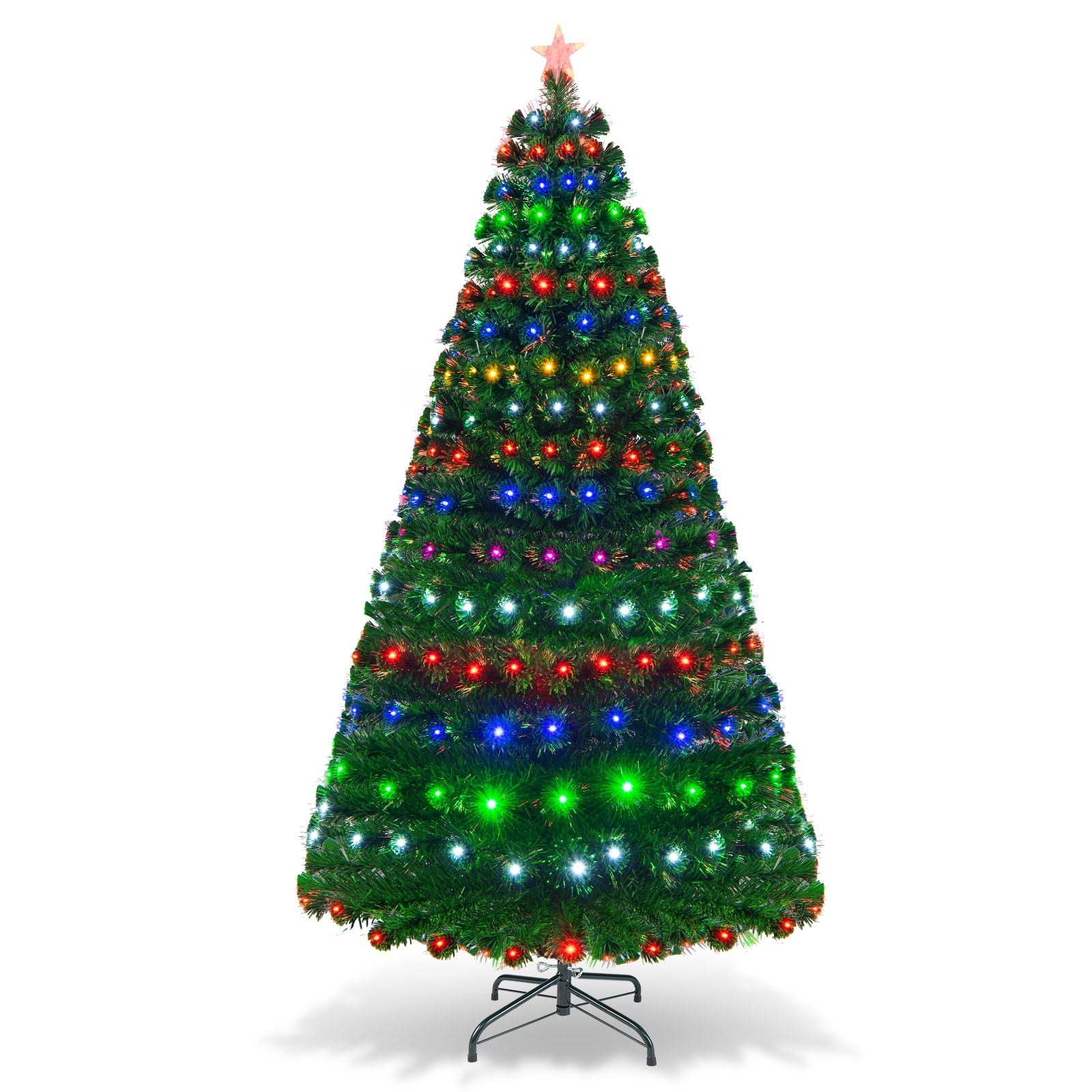 Topbuy 7' LED Green Full Christmas Tree, Multi-color Prelit with Lights ...