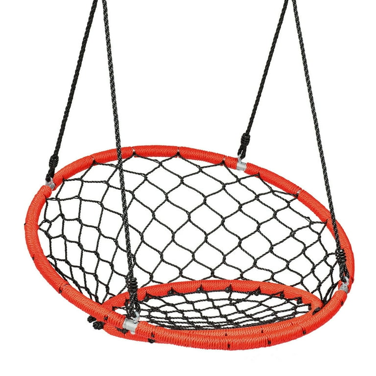 Topbuy Outdoor Circle Round Net Swing, Orange Adjustable Hanging
