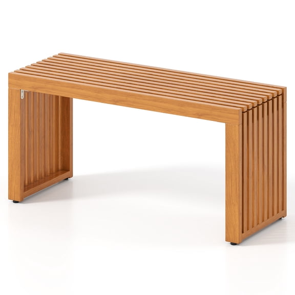 Topbuy Outdoor Acacia Wood 2-Person Patio Garden Backless Bench with 800 lbs Weight Capacity and Slatted Seat