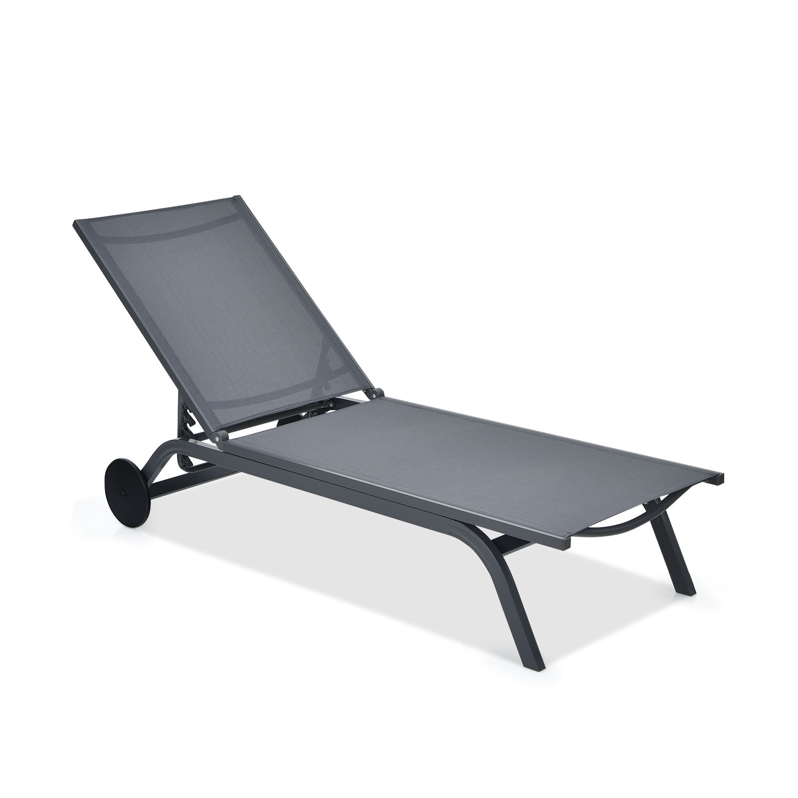 Grey Aluminum Adjustable Outdoor Chaise Lounge Recliner