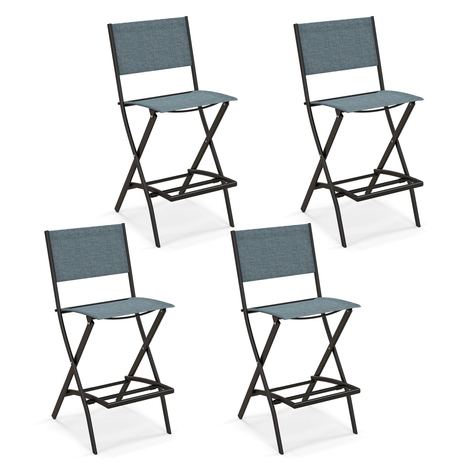 Topbuy Outdoor Barstools Set of 4 Counter Height Folding Bar Chairs