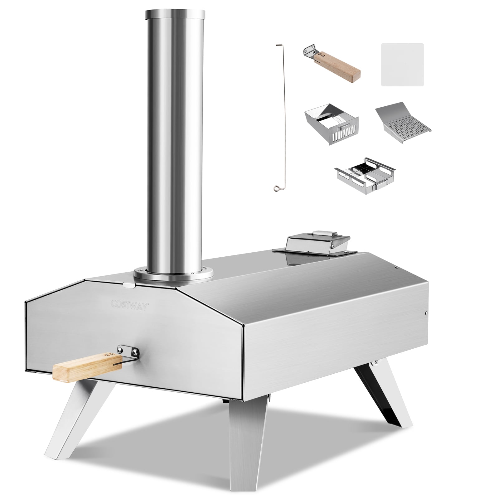 Portable Silver Stainless Steel Outdoor Pizza Oven with 12 Inch Stone