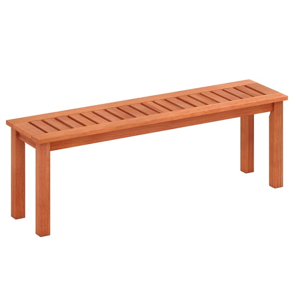 Topbuy Outdoor Solid Wood Bench Backless Dining Bench w/ Slatted Seat