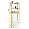 thumbnail image 1 of Topbuy Over The Toilet Storage 3-Tier Bathroom Space Saver Organizer with Adjustable Bottom Bar to Fit Most Toilets White + Gold, 1 of 9