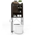 thumbnail image 1 of Topbuy Over The Toilet Storage Cabinet 4-Tier Bathroom Organizer w/ Adjustable Shelves Sliding Barn Door & Toilet Paper Holder Espresso, 1 of 9