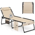 thumbnail image 1 of Topbuy Oversize Folding Chaise Lounge Portable Patio Sun Lounger with Adjustable Backrest Detachable Pillow & Pocket Beige, 1 of 9