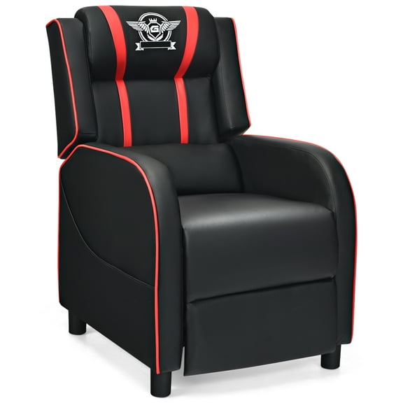 Topbuy PU Leather Gaming Recliner Chair Single Massage Lounge Sofa W/ Lumbar Cushion Red