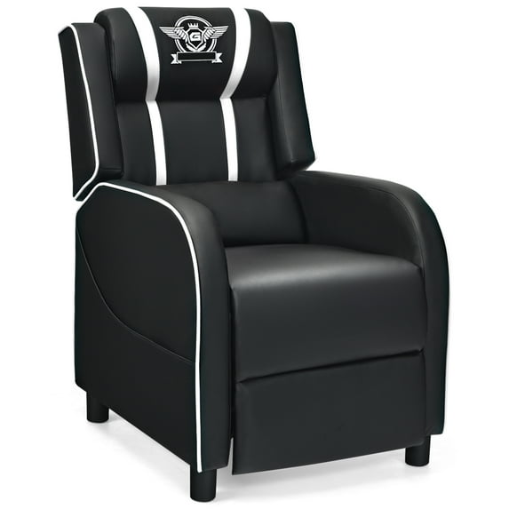 Topbuy PU Leather Gaming Recliner Chair Single Massage Lounge Sofa with Lumbar Cushion White
