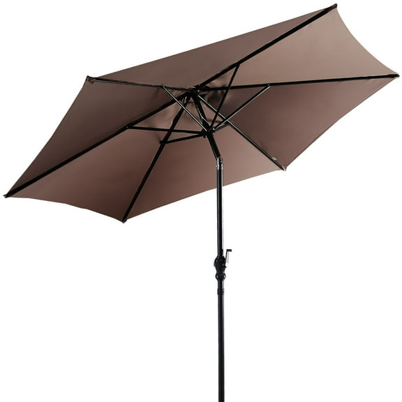 Topbuy Patio 9'Outdoor Steel Market Backyard Garden Patio Table Umbrella Brown