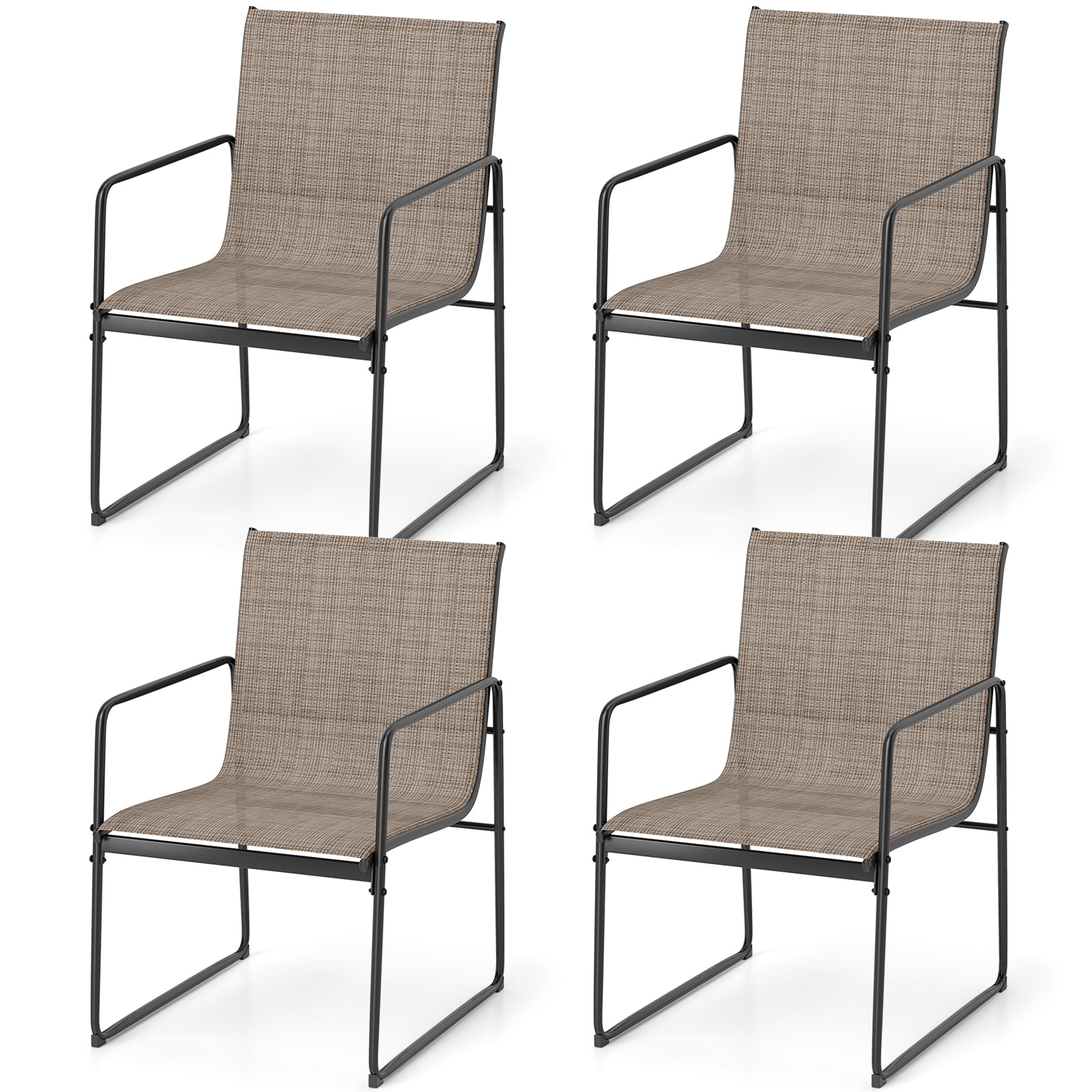 Patiojoy Patio Chairs Set of 4 Outdoor Furniture Chairs w/ Ergonomic Backrest
