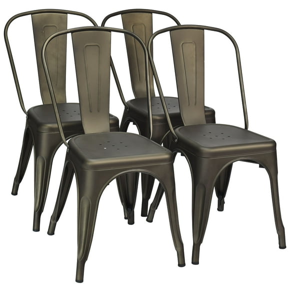 Topbuy Patio Chairs Set of 4 Stackable Side Dining Chair Bistro Café