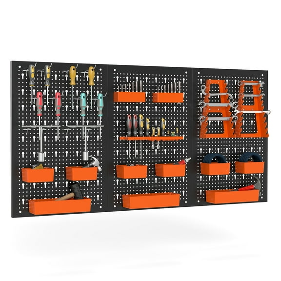 Topbuy Pegboard Wall Organizer 9-Bin Parts Rack Organizer Heavy-Duty Utility Tool Storage Board