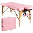 thumbnail image 1 of Patiojoy Portable Massage Table Adjustable Spa Bed Wooden Legs with Face Cradle & Carry Case Pink, 1 of 7