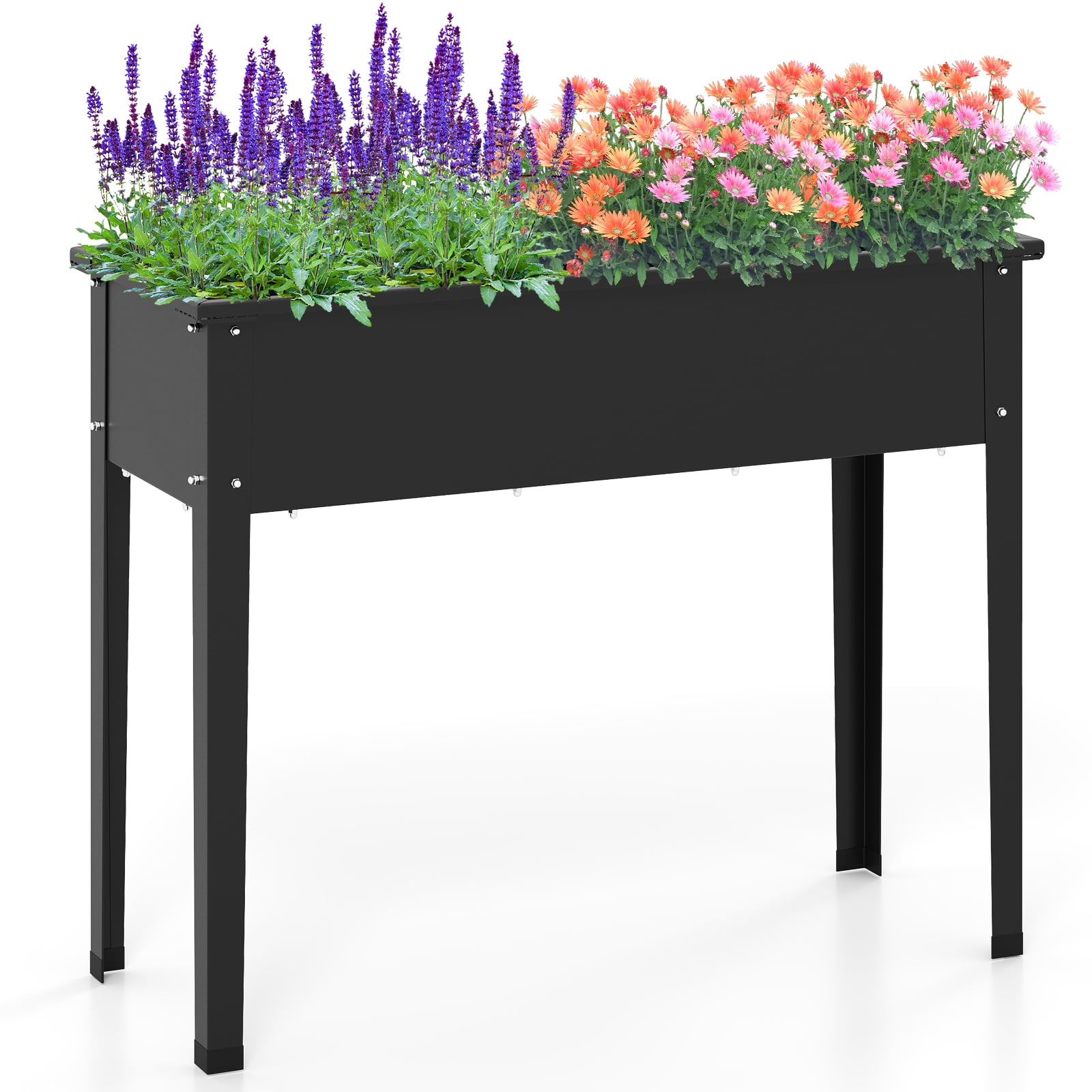 BLACK JAGUAR Raised Garden Bed, Elevated Metal Planter Box with Legs Drainage Hole Outdoor Indoor Plant Container for Flower Herb