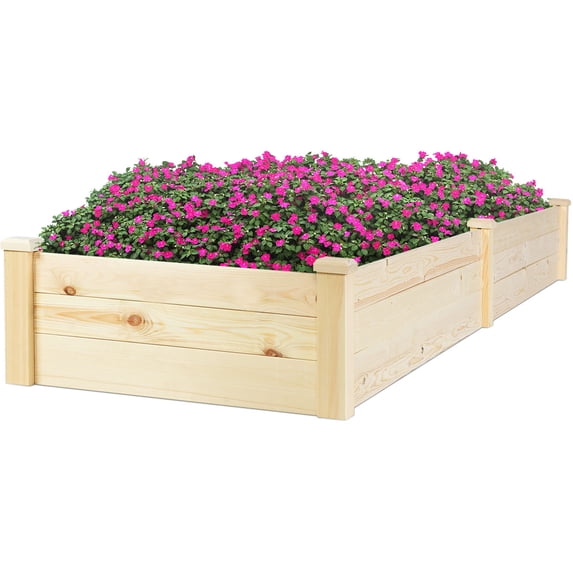 Patiojoy Raised Garden Bed Planter Wooden Elevated Vegetable Flower Rectangular Kit Box