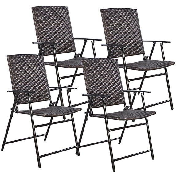 Topbuy Rattan Folding Chair (4 Pack), Brown