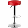 thumbnail image 1 of Topbuy Red Round Bar Stool 1 PC Adjustable Swivel Pub Chair U Leather with Footrest, 1 of 5