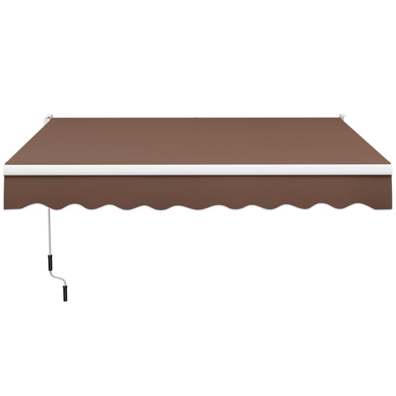 Topbuy Retractable Awning W/ Aluminum Frame Sun/Water Protection W/ PA Coating Manual Control Hand Crank Angle Adjustable Design Coffee