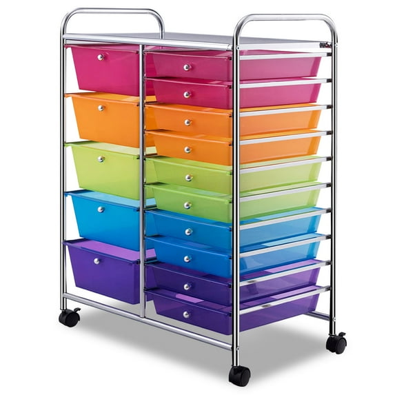 Topbuy Rolling 15-Drawer Organizer Cart,Rolling cart/W Wheels
