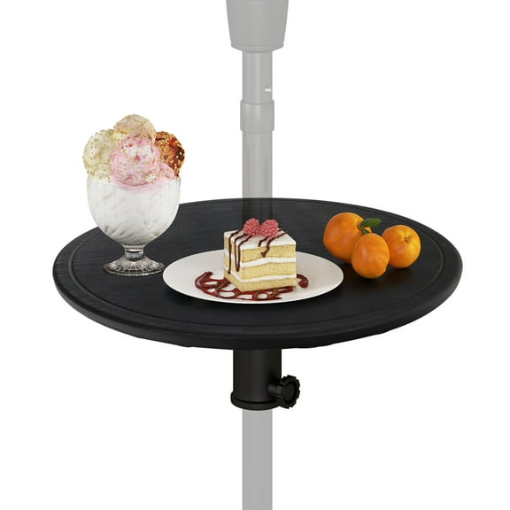 Topbuy Round Umbrella Table 20" Beach Umbrella Table w/1.5" Umbrella Hole Wood Grain Surface Height Adjustable Knob