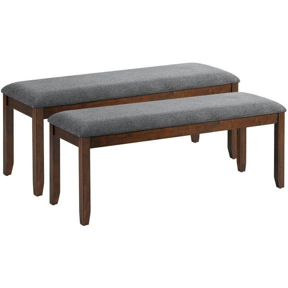 Topbuy Set of 2 Bench Seat Upholstered Dining Bench with Wood Legs for Bedroom/Living Room/Entryway