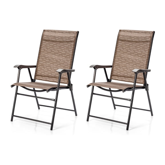 Topbuy Set of 2 Caming Chair Outdoor Folding Chair Garden Yard W/Armrest & Backrest