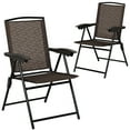 thumbnail image 1 of Topbuy Set of 2 Folding Sling Chairs Steel Armrest Patio Garden Pool Adjustable Back, 1 of 10