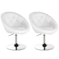 thumbnail image 1 of Topbuy Set of 2 Modern Swivel Bar Stools Height Adjustable Round Tufted Back Accent Chair White, 1 of 9