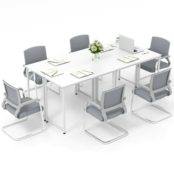 Topbuy Set of 4 Conference Tables Rectangular Meeting Room Table Seminar Table for School or College Boardroom Desk