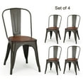 thumbnail image 1 of Topbuy Set of 4 Style Metal Dining Side Chair Wood Seat Stackable Bistro Cafe New, 1 of 10