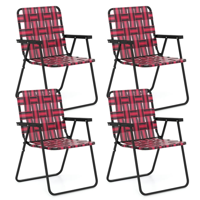 Topbuy Set of 4 bed Lawn Chairs, Outdoor Patio Folding Chairs w