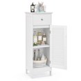thumbnail image 1 of Topbuy Single Door Bathroom Floor Cabinet Freestanding Storage Organizer Unit w/ Adjustable Shelf Multifunctional Storage Cabinet White, 1 of 7
