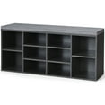 thumbnail image 1 of Topbuy Grey Adjustable 10-Cube Organizer Bench Entryway Padded Shoe Storage Bench, 1 of 9