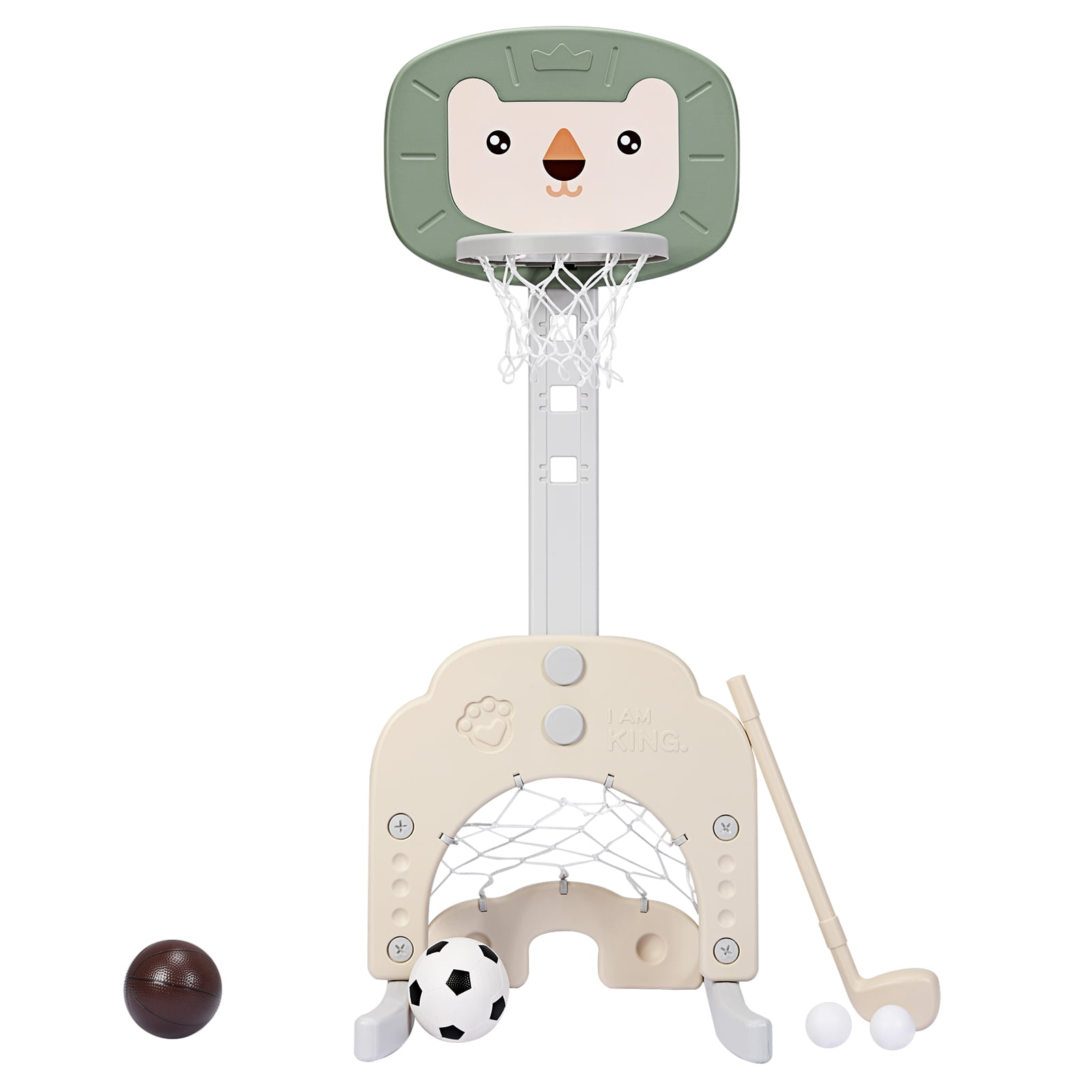 Topbuy Toddler 3 in 1 Basketball Hoop Stand Game Set Green