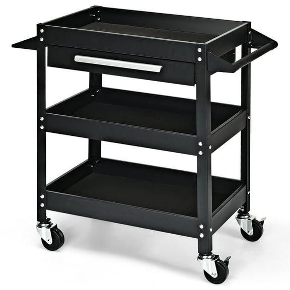 Topbuy Tool Cart 3-Tray Rolling Tool Organizer With Drawer Industrial Storage Dollies