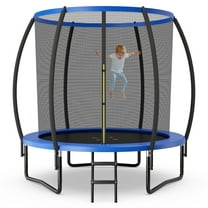 Topbuy Trampoline 8FT Recreational Trampoline with Ladder Enclosure Safety Pad and Anti-Rust Galvanized Steel Frame Blue