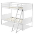 thumbnail image 1 of Topbuy Twin Over Twin Bunk Beds Convertible 2 Individual Twin Beds Solid Hardwood White/ Espresso, 1 of 6