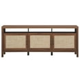 thumbnail image 1 of Topbuy Universal TV Stand Cabinet Television Media Console with 3 Rattan Doors Walnut, 1 of 5