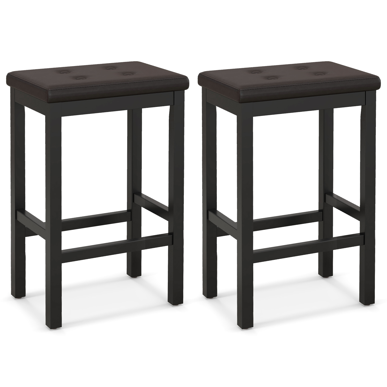 Topbuy Upholstered Bar Stools Set of 2 Counter Height Stools with