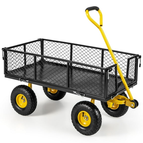 Topbuy Utility Garden Cart 900 lbs Heavy Duty Wagon Cart with Rotating Handle and Removable Sides