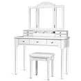 thumbnail image 1 of Topbuy Vanity Makeup Dressing Table Set w/ Drawer Mirror Necklace Hook White, 1 of 9