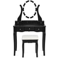 thumbnail image 1 of Topbuy Vanity Table Makeup Dresser Desk w/LED Light Drawers & Stool Black, 1 of 8