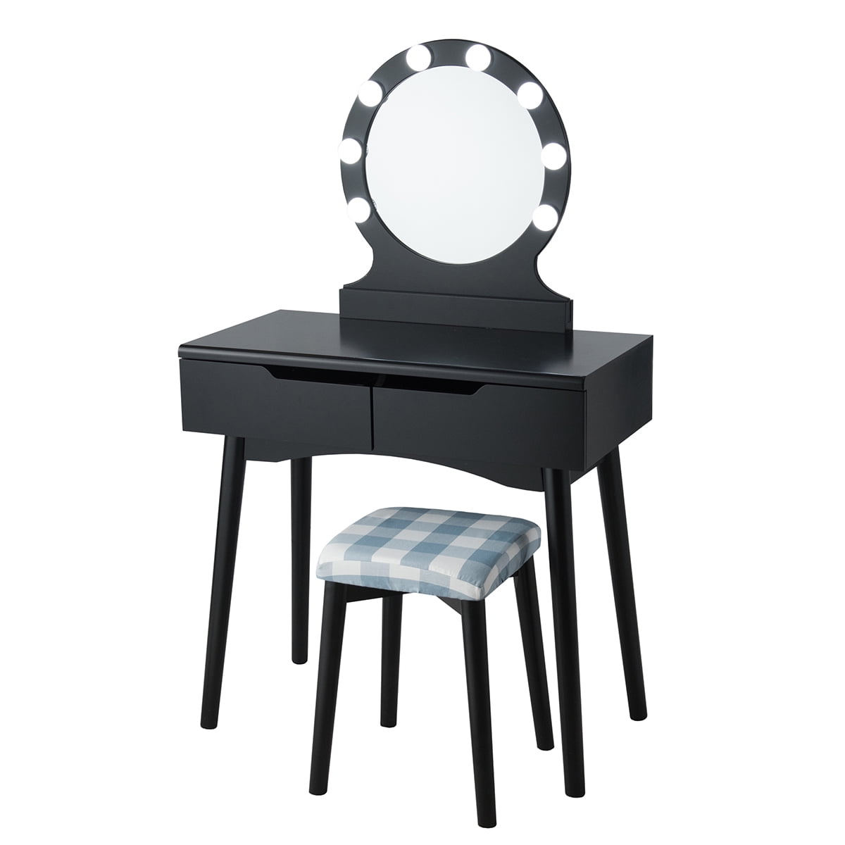 Topbuy Vanity Table Set w/ Lighted Makeup Dresser Mirror & Drawers