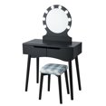 thumbnail image 1 of Topbuy Vanity Table Set w/ Lighted Makeup Dresser Mirror & Drawers Black, 1 of 8