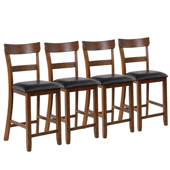Topbuy Vintage High Backrest Bar Stools, Brown/Black (Set of 4)