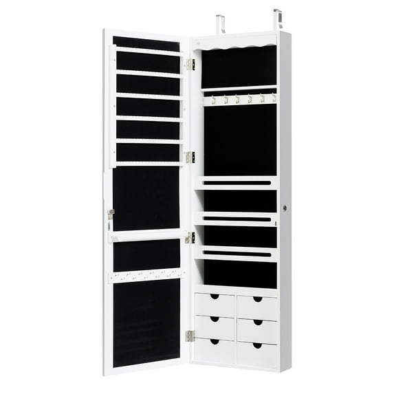Patiojoy Wall/Door Mounted Jewelry Armoire w/Mirror & LED Lights